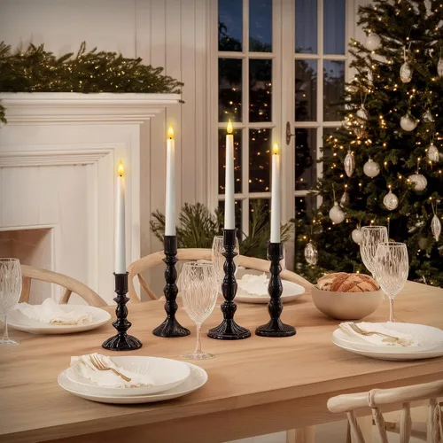 Miniatura 2 de 6 piezas de velas cónicas sin llama con control remoto y temporizador, 9.6 pulgadas de velas LED de plástico, velas blancas operadas por batería