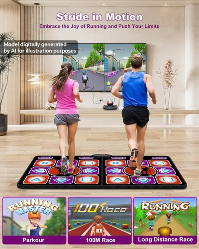 Miniatura 5 de Alfombrilla de baile doble, alfombrilla electrónica inalámbrica para TV con cámara, almohadilla de baile antideslizante para niños y adultos, tapete