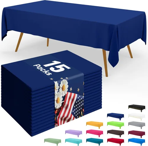 Miniatura 64 de Smiry - Juego de 6 manteles desechables, 54 x 78 pulgadas, manteles impermeables rectangulares para fiestas, cubierta de mesa de plástico