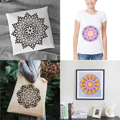 Miniatura 5 de Paquete de 9 plantillas de Rangoli grandes de 12 x 12 pulgadas, plantillas de mandala, plantilla de pintura cortada con láser para arte