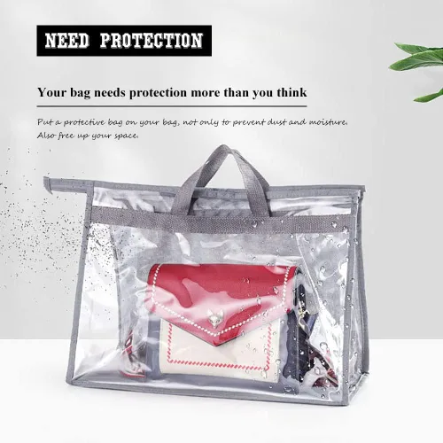 Miniatura 7 de fazhongfa 2 bolsas para el polvo para bolsas, organizador de almacenamiento de bolsos transparentes, no tejidas, bolsa colgante con cremallera y asa