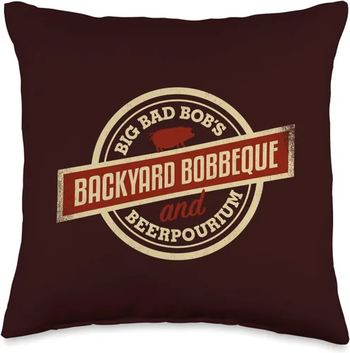Guys Named Bob Designs Cojín con logotipo de barbacoa para parrilleros con nombre Bob, 16 x 16 pulgadas, multicolor