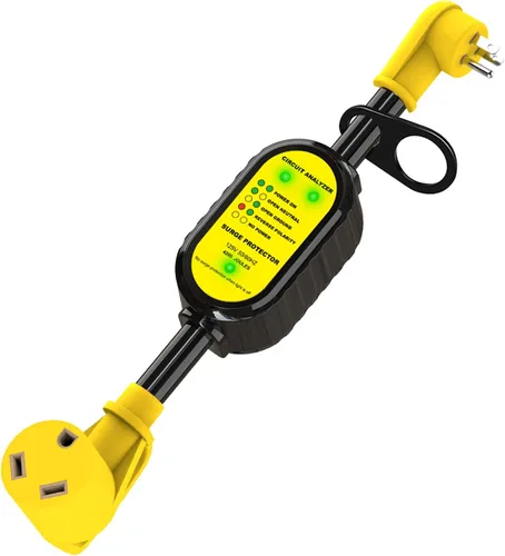Miniatura 10 de EyGde Adaptador RV de 30 Amp a 15 Amp 110V con protector de sobretensiones, patentado 4200J de 15 Amp macho a 30 Amp con conector de bloqueo