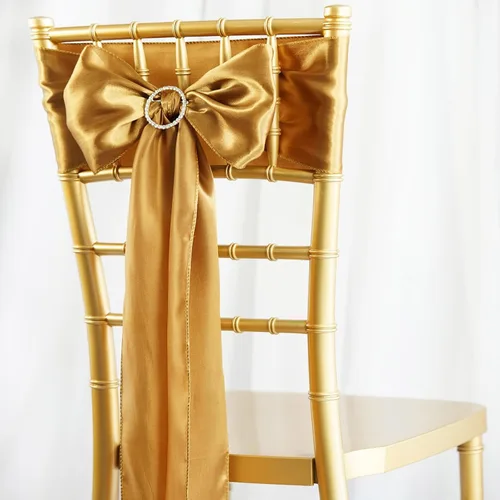 Miniatura 2 de Balsa Circle 20 cintas para sillas de satén dorado antiguo, lazos para decoración de boda, suministros de fiesta, eventos, fundas de silla