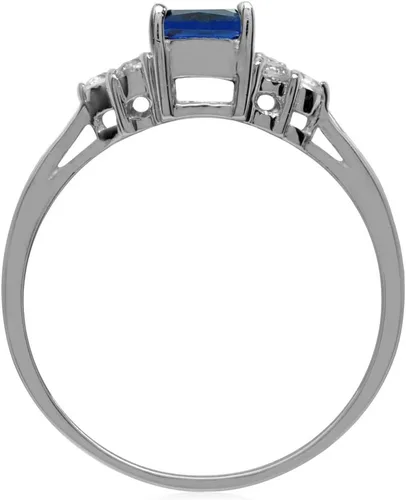 Miniatura 3 de Silvershake Anillo de compromiso de plata de ley 925 chapada en oro blanco o amarillo con piedra natal con forma octágona, de 0.276 x 0.197 in