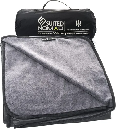 SUITEDNOMAD Manta grande impermeable para exteriores, para estadio, a prueba de viento y cálida, de forro polar extra grueso o sherpa acolchado,