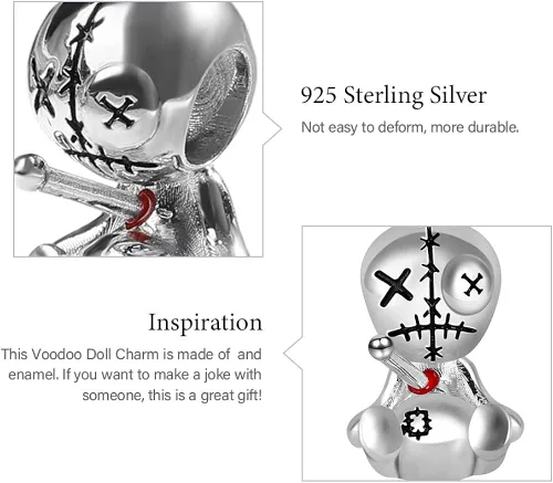 Miniatura 6 de GNOCE Dije de muñeca Voodoo de plata de ley 925 con dije de cuentas para mujer pulseracollar regalos de Halloween para niñas esposa hija Plata