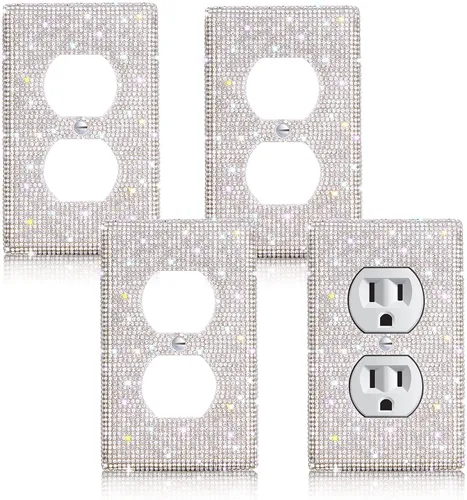 4 piezas de diamantes de imitación brillantes para placa de pared, cubierta de interruptor de luz, cubierta de placa de pared, interruptor de luz,