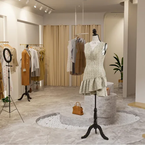Miniatura 7 de Bonnlo Maniquí de costura, apto para clavar alfileres, para vestido de mujer, con base de trípode de madera., 6 Beige