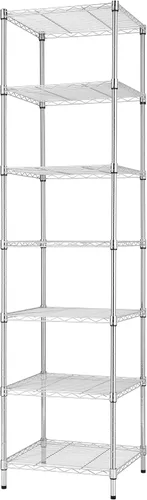 Finnhomy Estantería de alambre resistente de 7 niveles, 18 x 18 x 72 pulgadas, estante de almacenamiento de 7 niveles con tubo de acero engrosado,