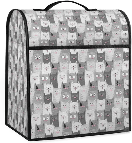 Cute Cats - Cubierta para mezclador de cocina gris para batidora de pie, 6-8 cuartos de galón, a prueba de polvo, accesorios para mezclador de cocina