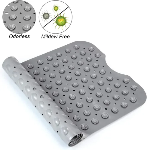 Miniatura 2 de YINENN Tapete de ducha para bañera de 40 x 16 pulgadas, antideslizante y extragrande, tapete para bañera con ventosas, lavable a máquina, con Gris