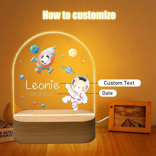 Miniatura 2 de Luz nocturna personalizada para bebés y niños, regalos personalizados con nombre, regalos de bautizo para niñas/niños, lámpara nocturna regulable