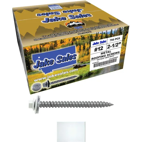Miniatura 28 de 12 tornillos para techos de metal gris ABC de 2-1/2 pulgadas, cabezal de arandela hexagonal, arranque automático/roscado, arandela EPDM. 1 bolsa