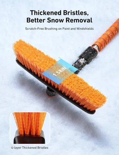 Miniatura 6 de AstroAI Raspadores de hielo de 39.37" para parabrisas de automóvil y cepillo de nieve con agarre de espuma y cabezal de cepillo giratorio de 360°