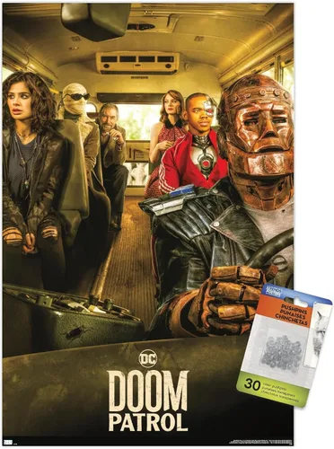 Trends International DC Comics TV Doom Patrol - Póster de pared de una hoja de autobús, 14.72 x 22.37 pulgadas, paquete de póster premium y pasador