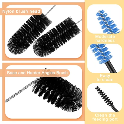 Miniatura 3 de Cepillo de limpieza para comederos de colibríes, 19 piezas, 3 tamaños, mini nailon de doble cabeza 2 en 1, cepillo para colibríes difícil