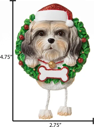Miniatura 4 de Adornos de Navidad personalizados para perros de Elfos 2024 – Corona Shih Tzu para la primera Navidad de los amantes de los perros