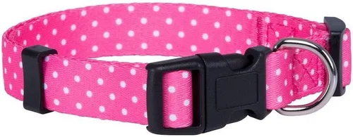 Native Pup Collar de perro con lunares, ajustable para perros pequeños, medianos y grandes, tela bonita para niños y niñas Rosado