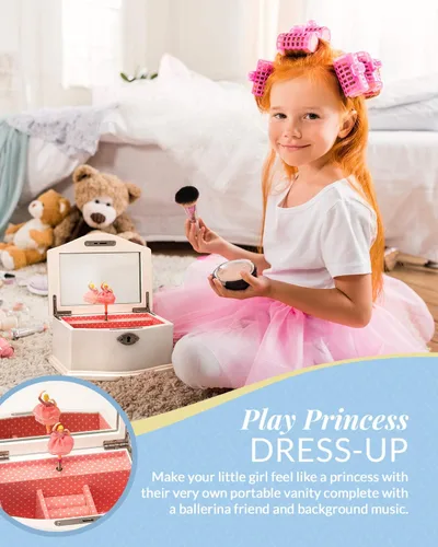 Miniatura 5 de Elle Joyero – Organizador de joyas de bailarina y caja de música de cuerda Swan Lake para niñas y adolescentes, accesorios y almacenamiento