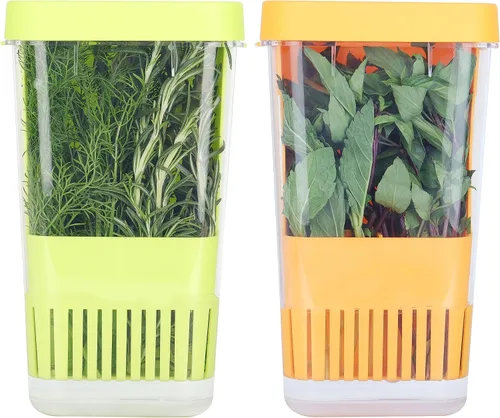 Miniatura 10 de LUVCOSY Herb Keeper, protector de hierbas de plástico sin BPA con una cesta interior para cilantro, menta, perejil y espárragos, mantiene
