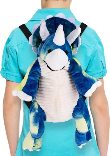 Miniatura 4 de ArtCreativity Mochila de dinosaurio de felpa, mochilas de animales de peluche de 22 pulgadas en forma de triceratops, bolsa de dinosaurio de peluche