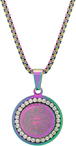 Miniatura 6 de Steeltime Stainless Steel Lords Prayer Necklace with Simulated Diamonds