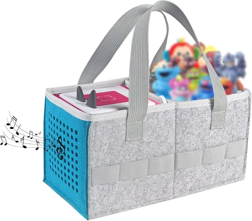 Bolsa de mano para Toniebox Starter Set, funda de transporte al aire libre, bolsa de mano portátil para reproductor de audio Toniebox y figuras Azul