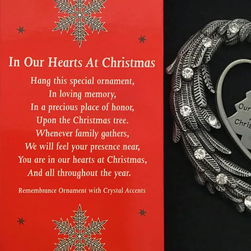 Miniatura 2 de Adorno recuerdo adorno "In Our Hearts At Christmas", alas de ángeles, pedrería
