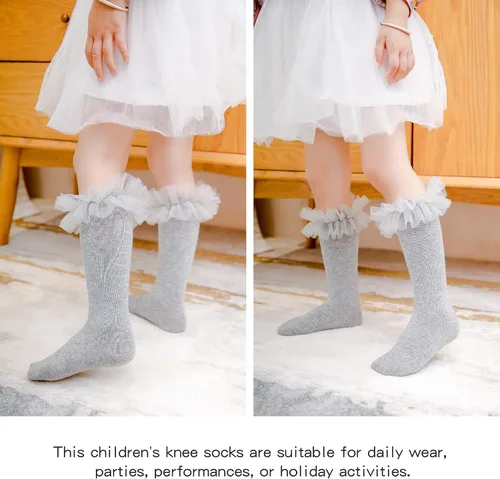 Miniatura 7 de Calcetines largos con volantes para bebés y niñas de 6 a 12 meses