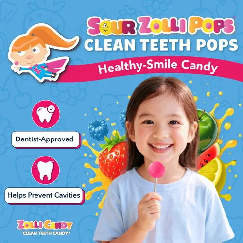 Miniatura 3 de Zollipops Sour Clean Teeth Pops - Paletas sin azúcar con xilitol, sin colorantes, aptas para dieta keto y diabética, golosinas aprobadas por