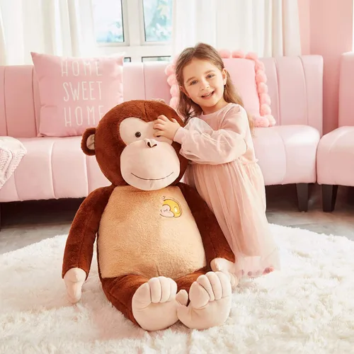 Miniatura 5 de IKASA - Mono gigante de peluche, juguete de animal de peluche suave para niños (Marrón, 30 pulgadas)