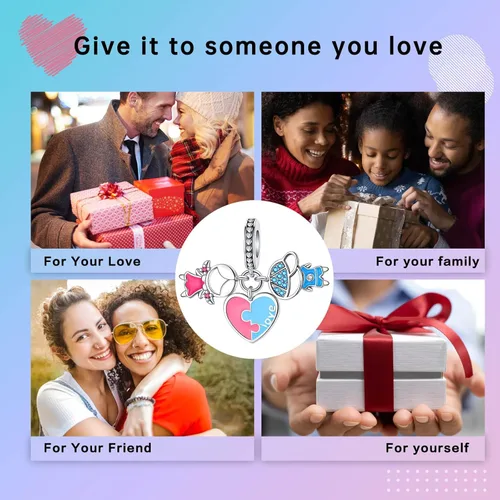 Miniatura 76 de LUXILLA Abalorio de plata de ley 925 para madre, hija, abuela, para familia, amor, madre, hija, abuela, para pulseras, collares, dijes, abalorios