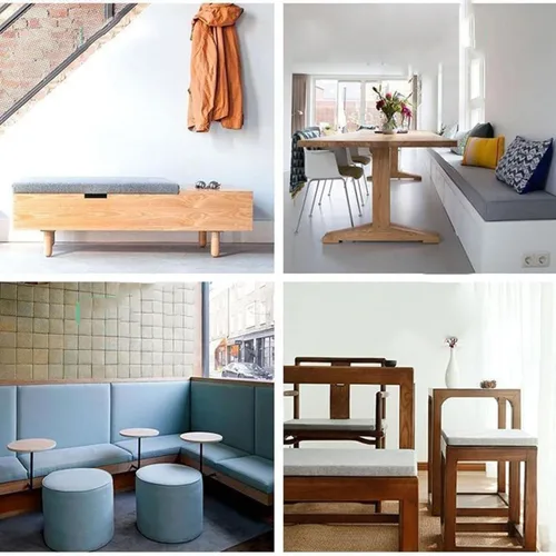 Miniatura 6 de Almohadilla para banco de patio, cojines de banco de jardín, cómoda almohadilla de asiento, tela de lino + núcleo de esponja de alta densidad, gris