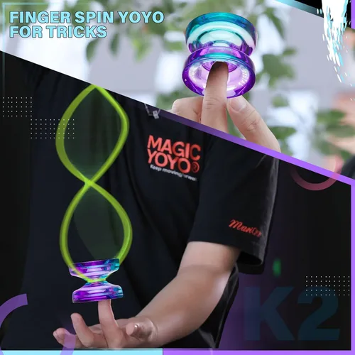 Miniatura 3 de MAGICYOYO K2 Cristal Yoyo Sensible para Niños Principiantes con Extra Rodamiento Yo Yo No Sensible, Yoyo Profesional de Plástico para Adultos+12