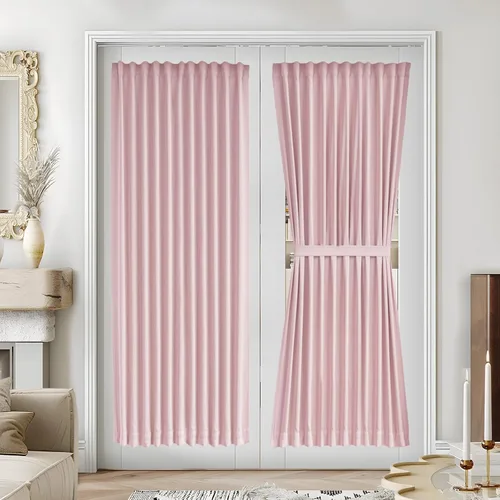 Miniatura 118 de Vatge - Cortinas autoadhesivas para puerta francesa, tratamiento de ventana con filtro de luz sin varillas ni perforaciones para puertas de cristal