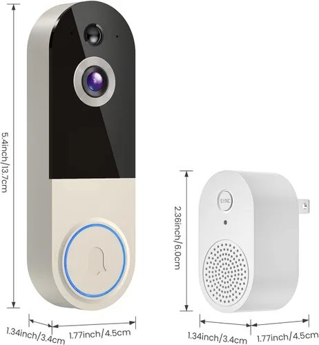 Miniatura 7 de Timbre inalámbrico con batería recargable, resolución de 1080p, audio de 2 vías, visión nocturna, detección humana AI, almacenamiento en la nube