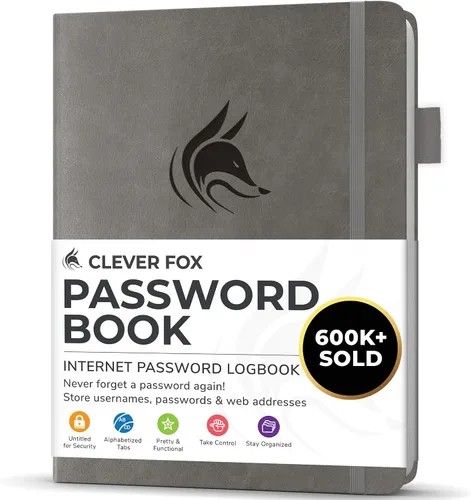 Miniatura 46 de Clever Fox - Libreta de contraseñas con pestañas alfabéticas, organizador de direcciones de Internet, tamaño grande, para inicios de sesión en Azul