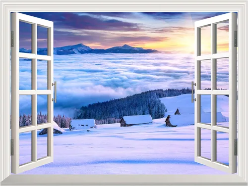 Miniatura 2 de wall26 - Mural de pared con adhesivo removible, decoración para el hogar Paisaje de nieve en montaña