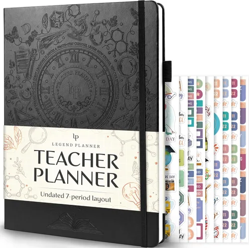 Legend - Agenda para profesores, libro de planes de lecciones sin fecha para profesores con calendarios semanales y mensuales, organización del aula