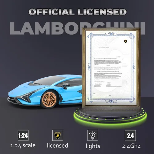 Miniatura 3 de QUN XING Auto a control remoto 1:24 con licencia oficial de 2.4GHZ Rc Cars Lambo Sport Racing Toy Car para niños de 4 a 7 años, regalo de Azul