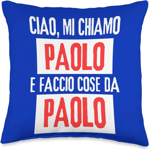Paolo Idea Regalo Personalizzata con Nome Ciao Sono Faccio Cose Da Paolo Personalizzato - Almohada personalizada, 16 x 16 pulgadas, multicolor