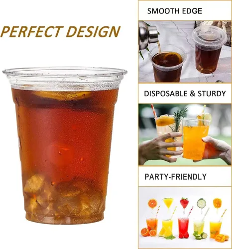 Miniatura 6 de Lullaby 200 vasos transparentes desechables, vasos de plástico transparente de 12 onzas a granel, vasos para beber mascotas para agua, jugo