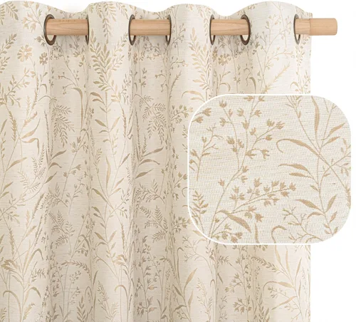Miniatura 17 de BGment Cortinas de lino beige para dormitorio de 63 pulgadas de largo, cortinas de ventana con ojales y ojales para ventana de sala de estar, 2