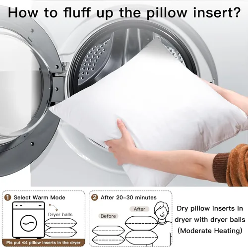 Miniatura 2 de OTOSTAR Insertos de almohada de 18 x 18 pulgadas, rellenos de almohada de forma cuadrada, almohadas esponjosas, almohadas decorativas para sofá