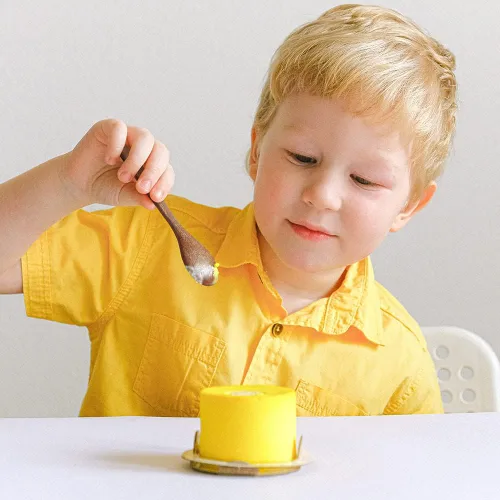 Miniatura 4 de YFWOOD Juego de 4 utensilios de madera natural para niños, tenedores y cucharas para niños, cubiertos seguros para niños pequeños, pulido a mano