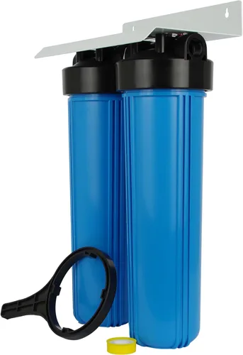 Carcasa de filtro de agua SpiroPure de 2 etapas 4.5 x 20 BB, carcasa de filtro doble BBFS-22 de repuesto