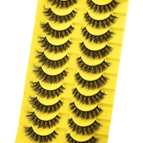 Miniatura 7 de Pestañas Postizas Cortas Tiras de Pestañas Completas de Visón 10 Pares Pestañas Esponjosas de Ojo de Gato Tiras de Pestañas Pestañas de Volumen
