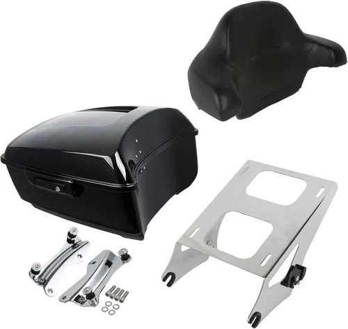 Miniatura 17 de XMT-MOTO King Tour Trunk + almohadilla de respaldo envolvente+estante de montaje negro+accesorios de acoplamiento para Harley Touring Road King Road