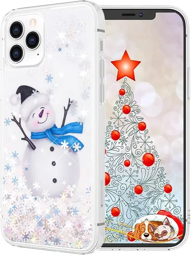 Miniatura 9 de Maxdara Funda de Navidad para iPhone 11, diseño de muñeco de nieve con purpurina líquida brillante cubierta bonita para niñas y niños, 6.1 pulgadas
